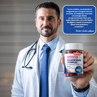 Magnesio 14 en 1 DeepCalm-Con ashwagandha, L-teanina, vitamina D3 y zinc (90 Golosinas)