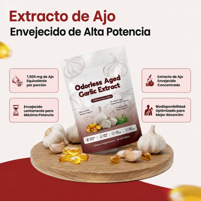 Suplemento de Ajo Envejecido Sin Olor · 7500mg (30 Cápsulas Blandas)
