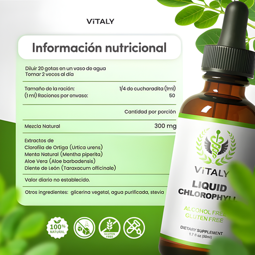 Gotas de Clorofila (50ML) - Desintoxicación Natural