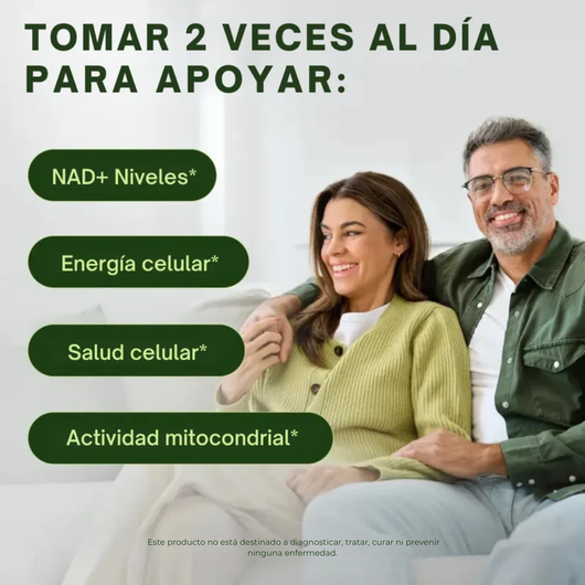 Suplemento Avanzado de NAD+ para el Antienvejecimiento con Resveratrol (60 Cápsulas)