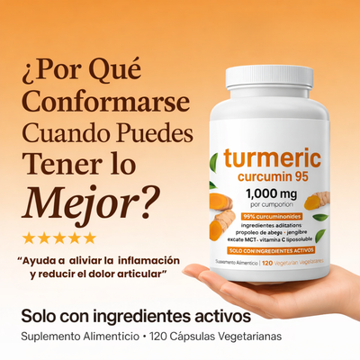 Suplemento de Cúrcuma Curcumina 95% con Pimienta Negra y Aceite MCT para Máxima Absorción (120 cápsulas)