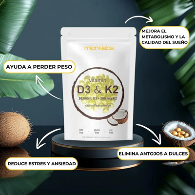 Alta - Potencia Vitamina D3 & K2 (180 cápsulas blandas)